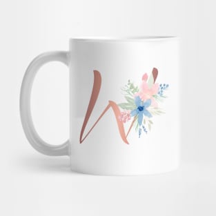 Letter WRose Gold and Watercolor Blush Pink and Navy Mug